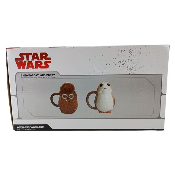 Disney Star Wars Chewbacca And Porg Ceramic Sculpted Mugs Set Of Two 20oz. - Picture 2 of 3